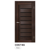 Дверне полотно Doors Smart ПВХ С067 - Дуб бордо (чорне скло)
