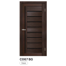 Дверне полотно Doors Smart ПВХ С067 - Дуб бордо (чорне скло)