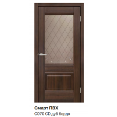 Дверне полотно Doors Smart ПВХ С070 - Дуб бордо (скло)