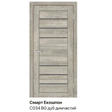 Дверне полотно Doors Smart ЕКО С034 - Дуб димчастий ( чорне скло)