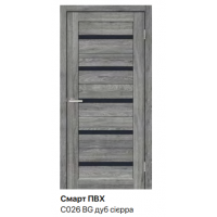 Дверне полотно Doors Smart ПВХ С026 - Дуб сієрра ( чорне скло)