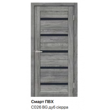 Дверне полотно Doors Smart ПВХ С026 - Дуб сієрра ( чорне скло)